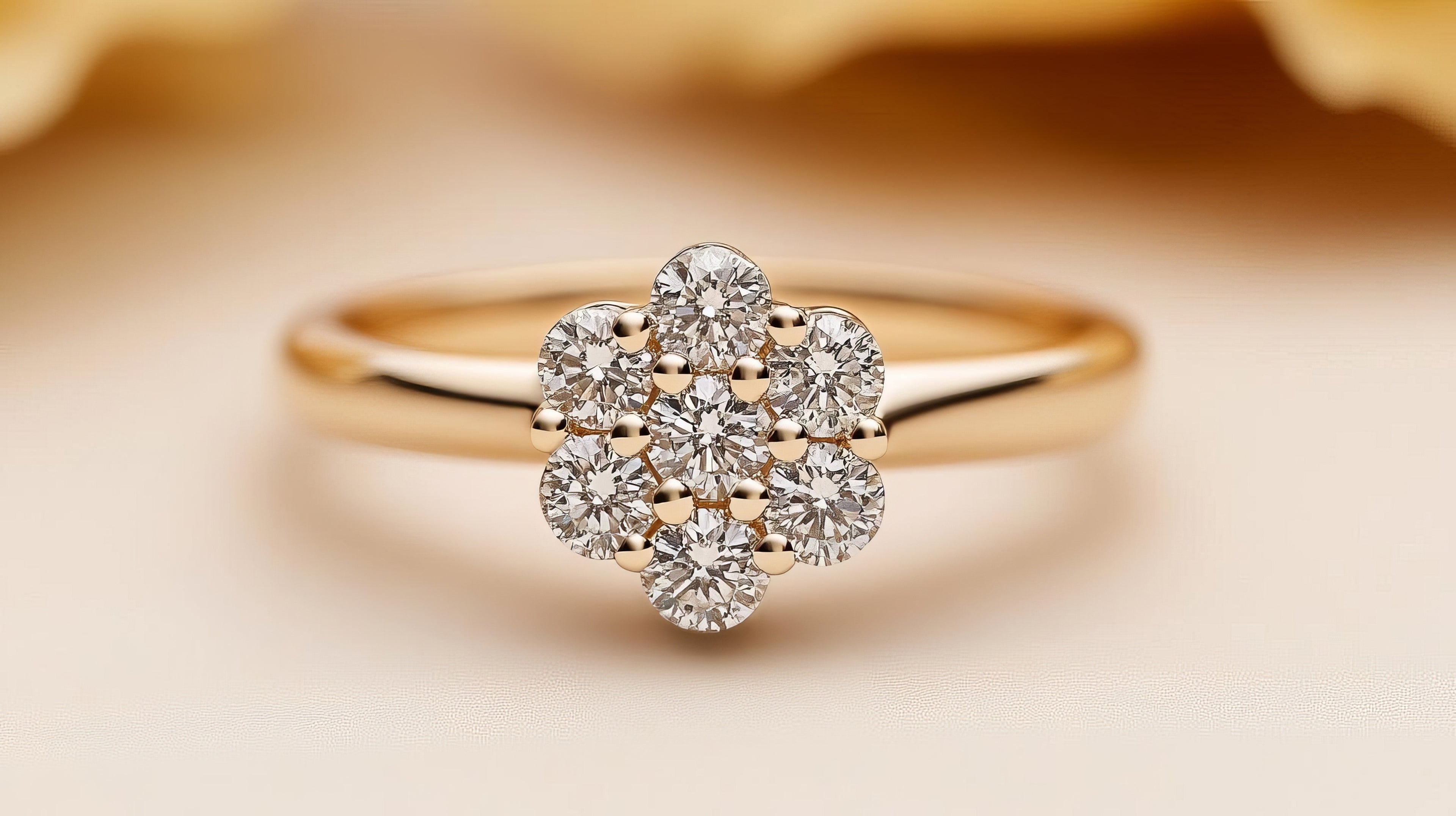 Solid Gold CZ Flower Ring